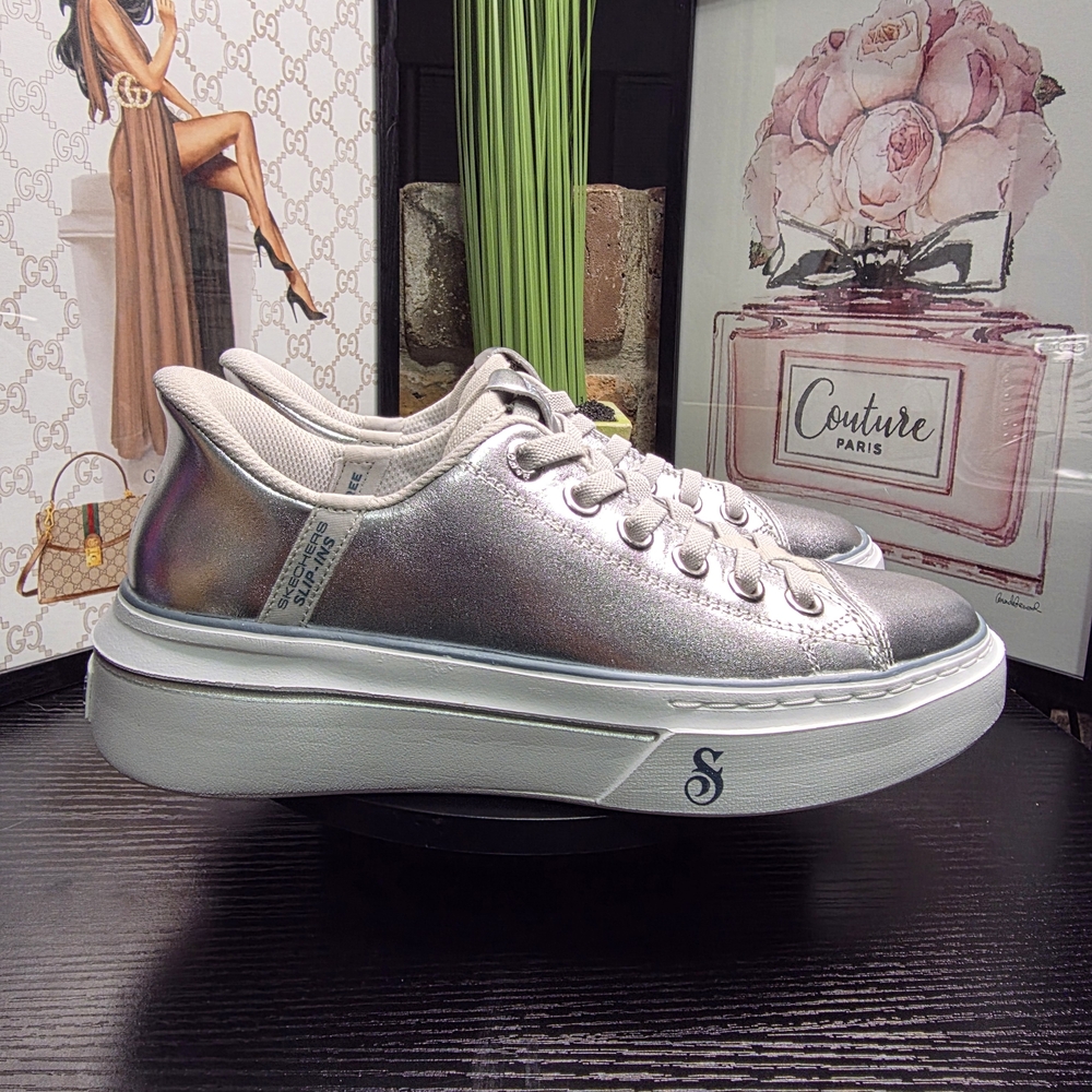 Skechers Metallic Silver Women's Sneakers - Picture 2 of 7